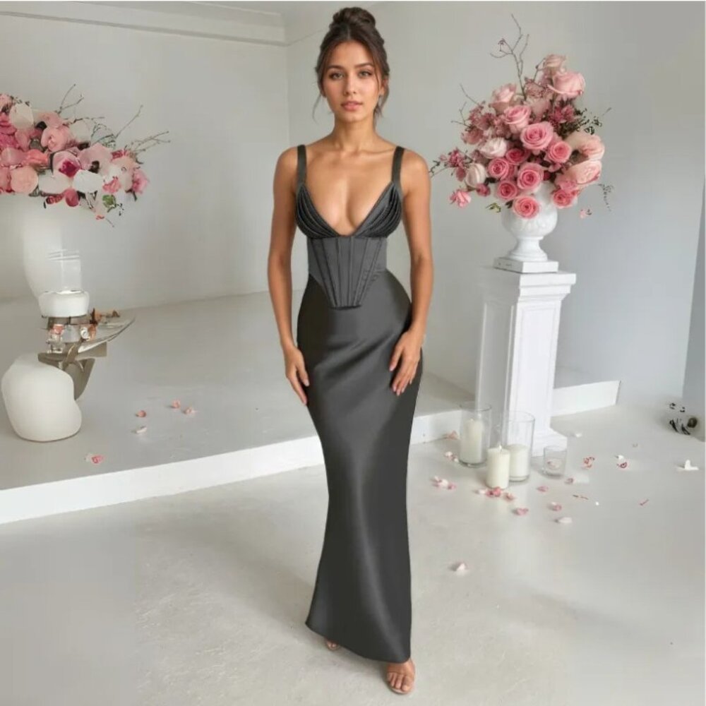 Babybook Shae Maxi Dress Charcoal Size S NWT